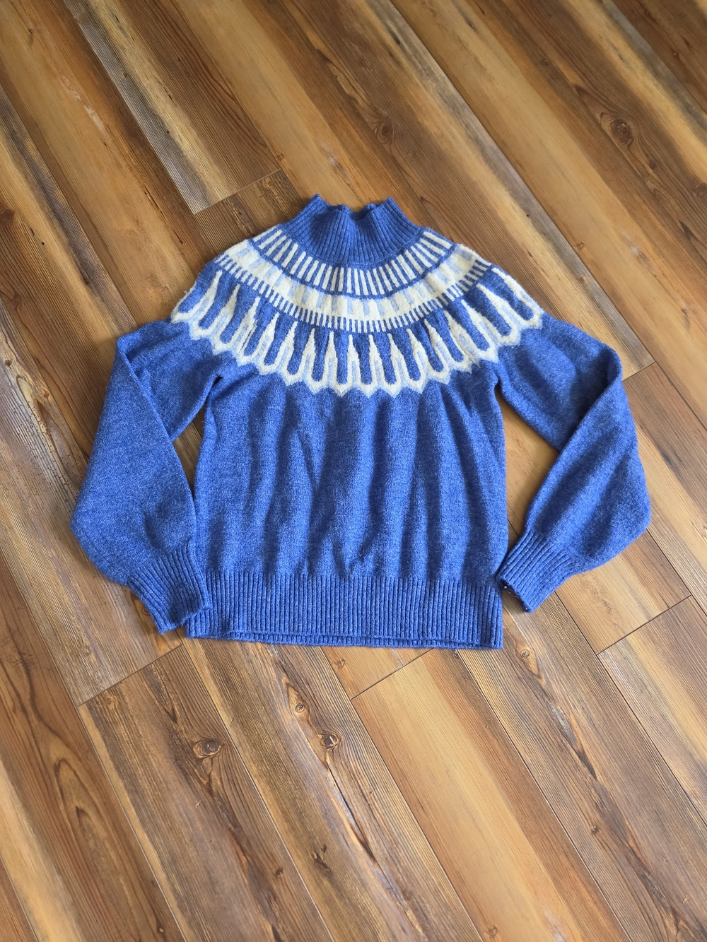 Vero Moda Blue Nordic Yoke Turtleneck Sweater